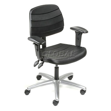 Global Industrial Deluxe Ergonomic Chair With Armrests, Polyurethane, Black 250611